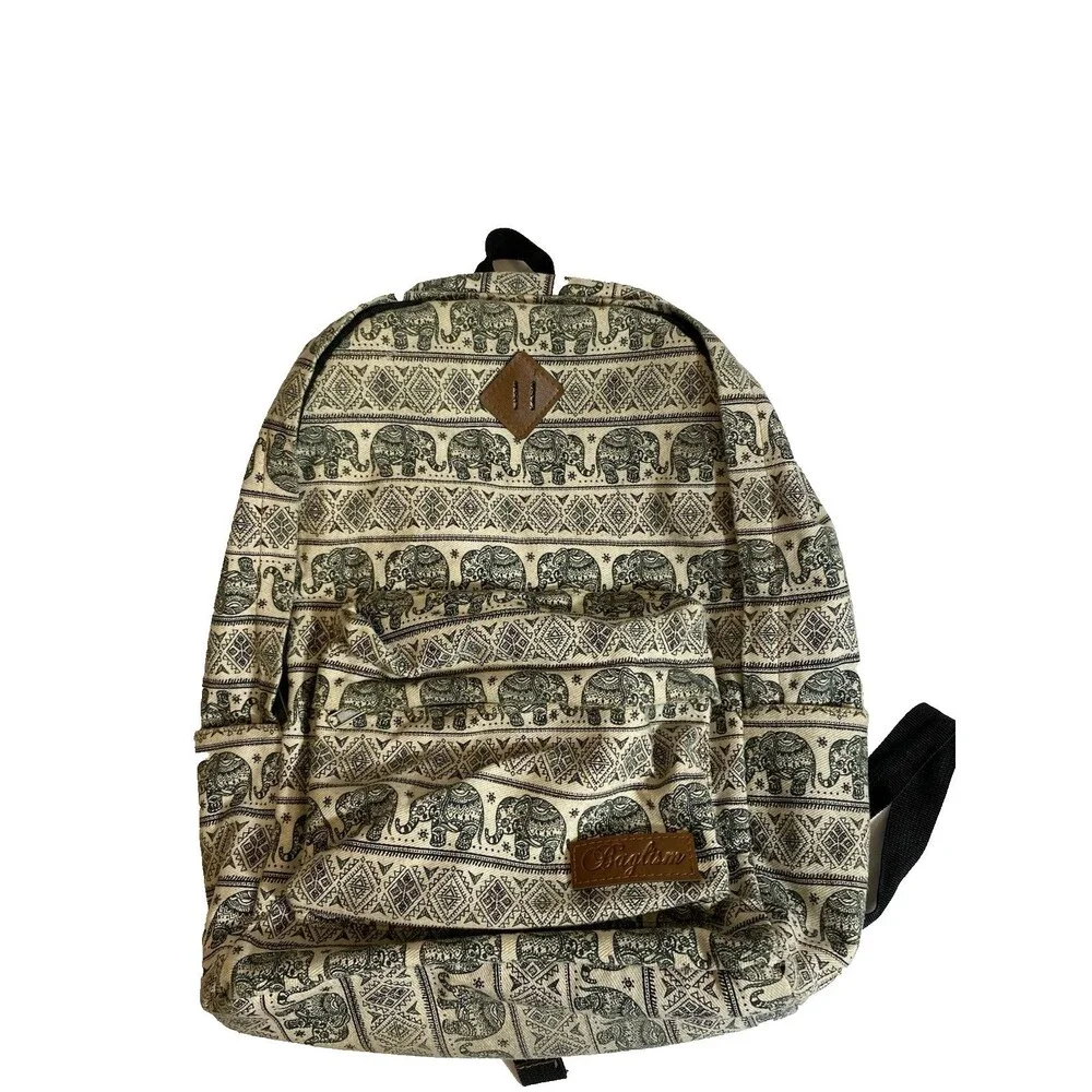 Backpack/Bookbag~Indian/Thai/Asian Elephants~Sturdy Canvas~NICE!